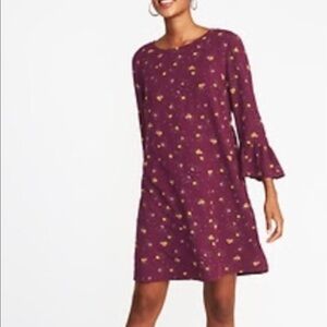 Old navy floral dress with bell sleeve size large